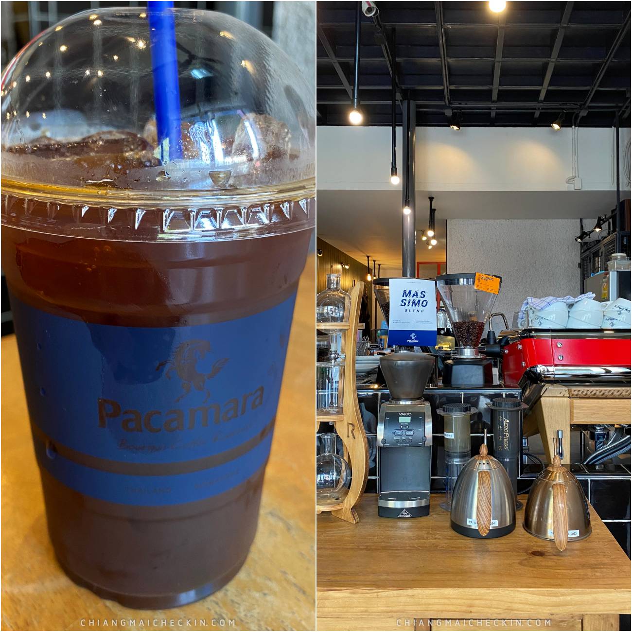 PACAMARA COFFEE ร้านกาแฟเชียงใหม่ สีน้ำเงิน มีสไตล์กาแฟดียยย์ เปิดประตูแล้วหอมกาแฟสุดๆ